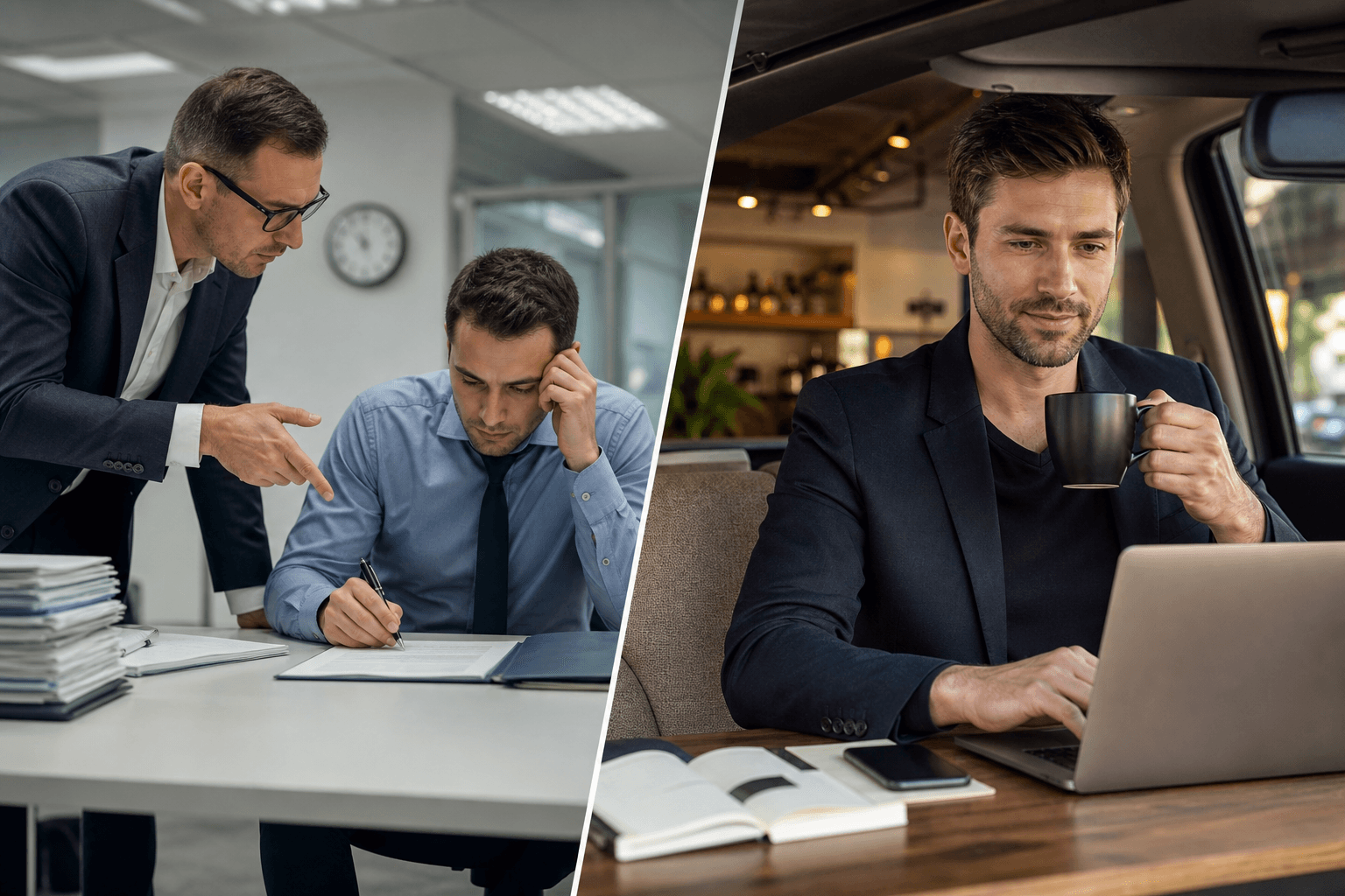 Concept illustrating the difference between managing a W2 employee and an independent contractor.